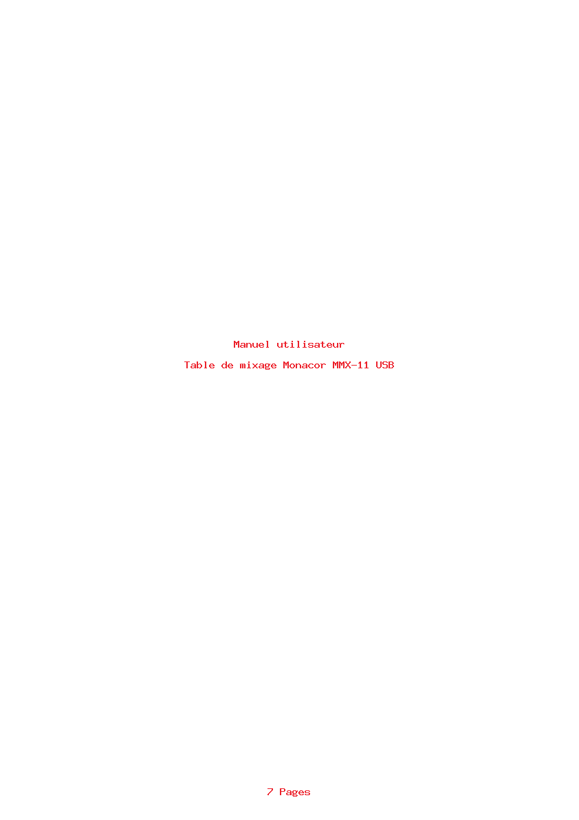 Page 1 de la notice Manuel utilisateur Monacor MMX-11 USB