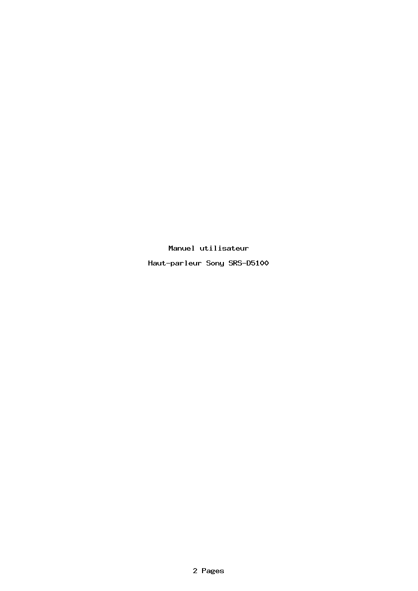 Page 1 de la notice Manuel utilisateur Sony SRS-D5100