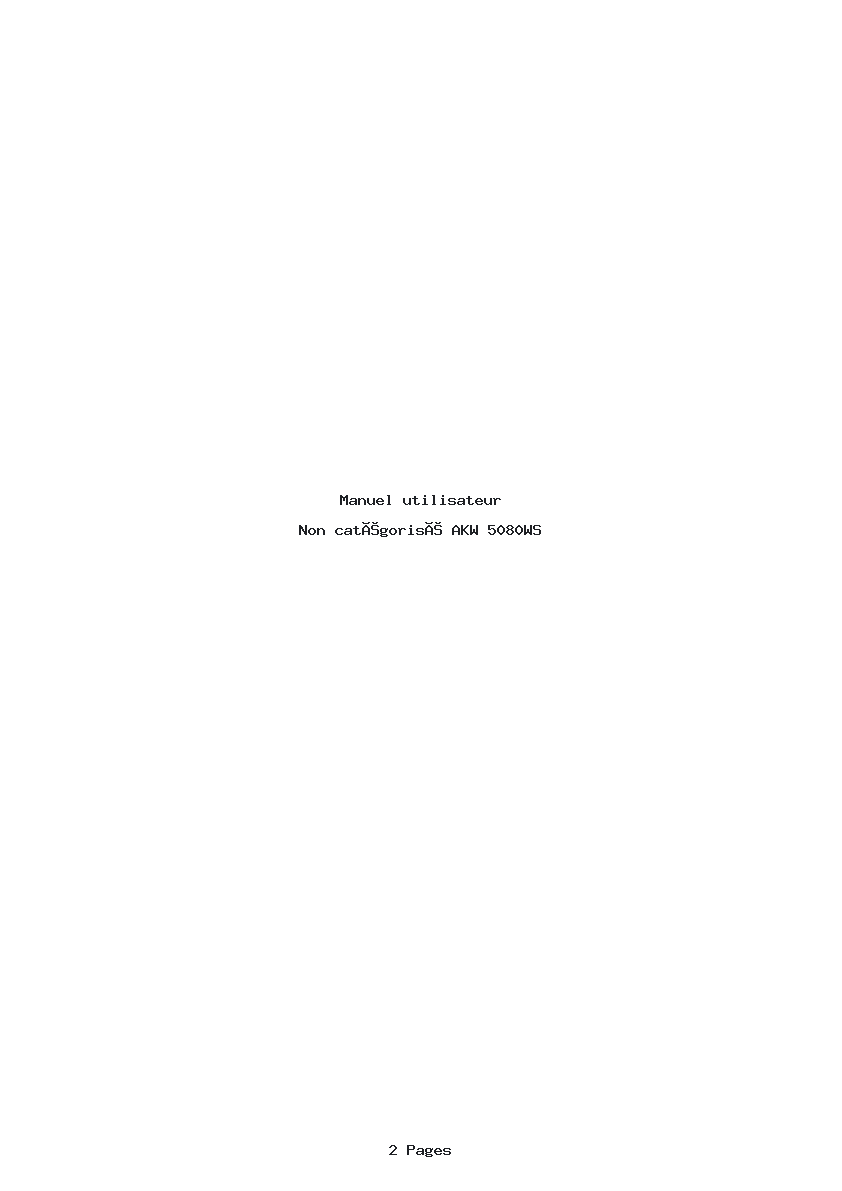 Page 1 de la notice Manuel utilisateur AKW 5080WS