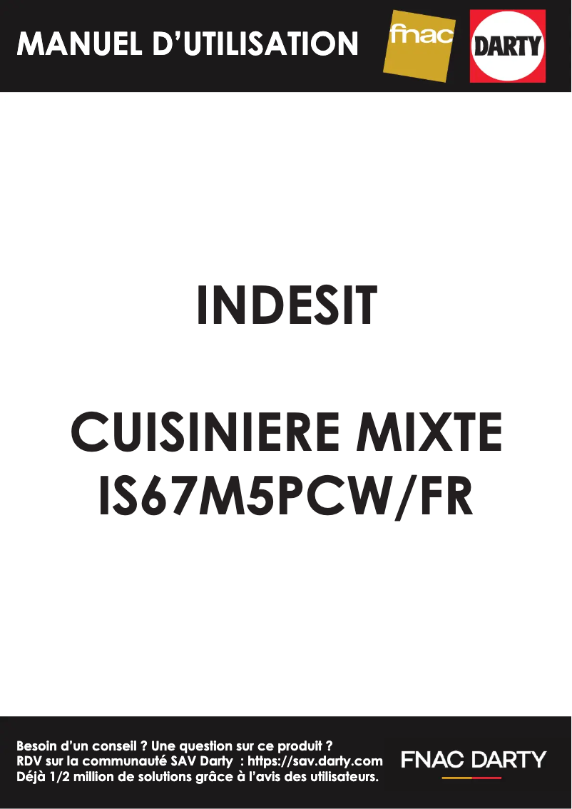 Page 1 de la notice Manuel utilisateur Indesit IS67M5PCW/FR