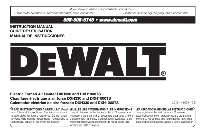Page 1 de la notice Manuel utilisateur DeWalt DXH1000TS