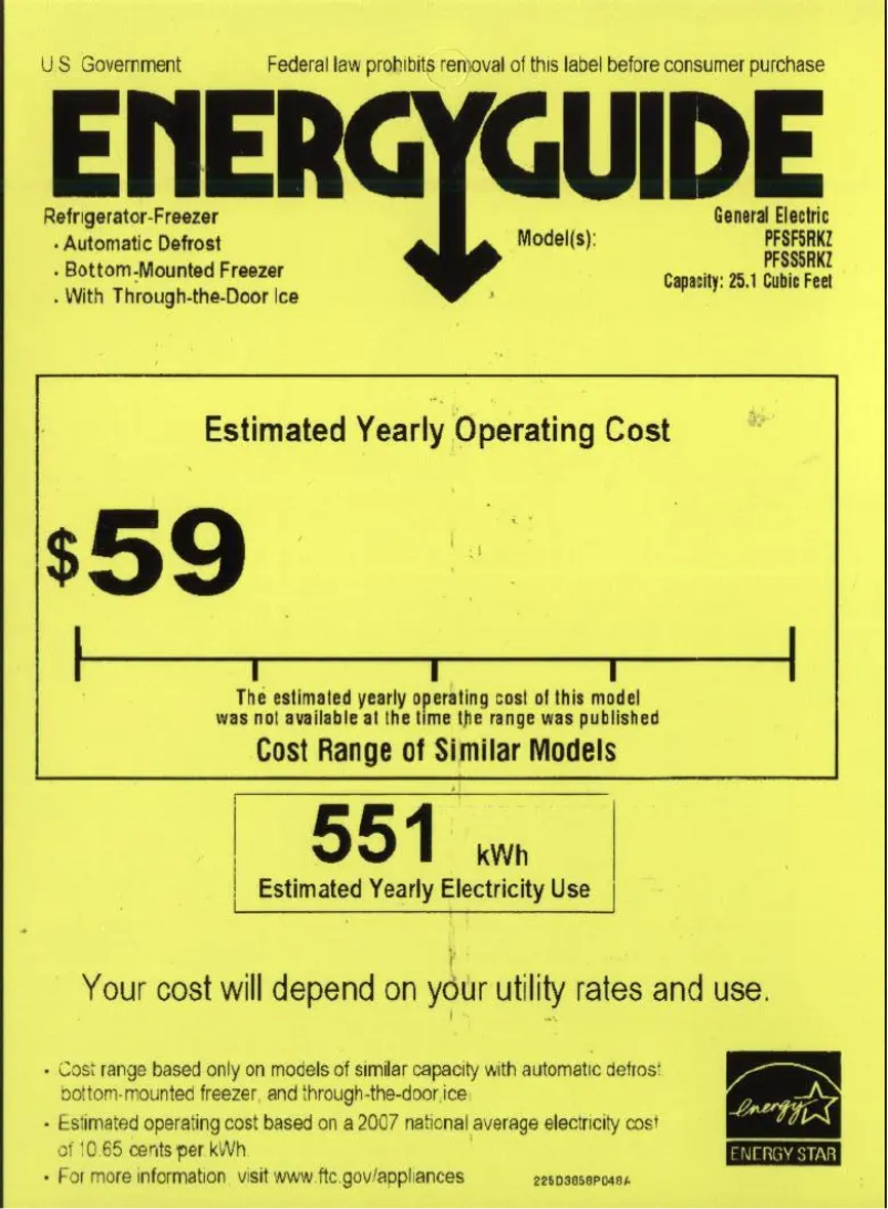 Página 1 del manual Etiqueta energética GE PFSS5RKZSS