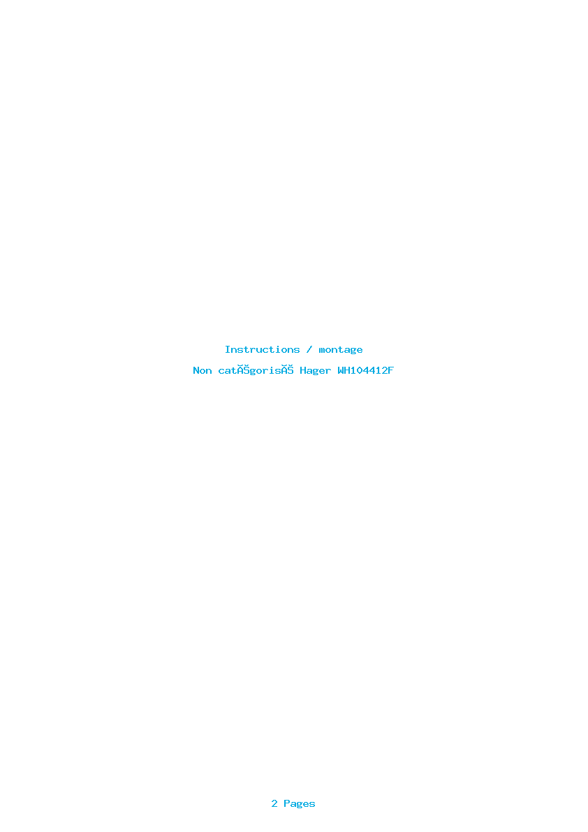 Page 1 de la notice Instructions / montage Hager WH104412F