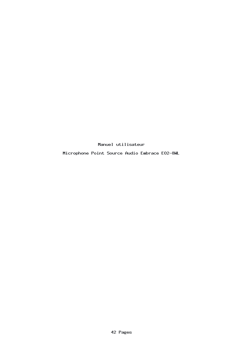 Page 1 de la notice Manuel utilisateur Point Source Audio Embrace EO2-8WL