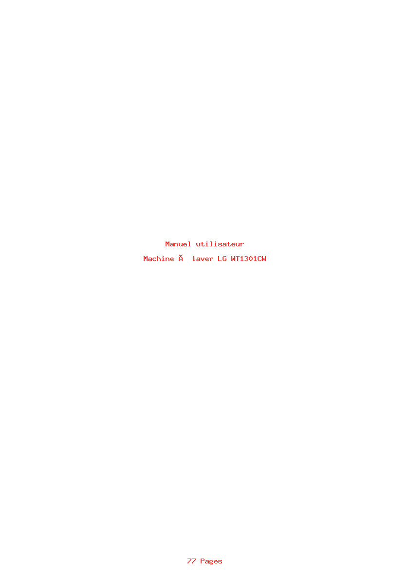 Page 1 de la notice Manuel utilisateur LG WT1301CW