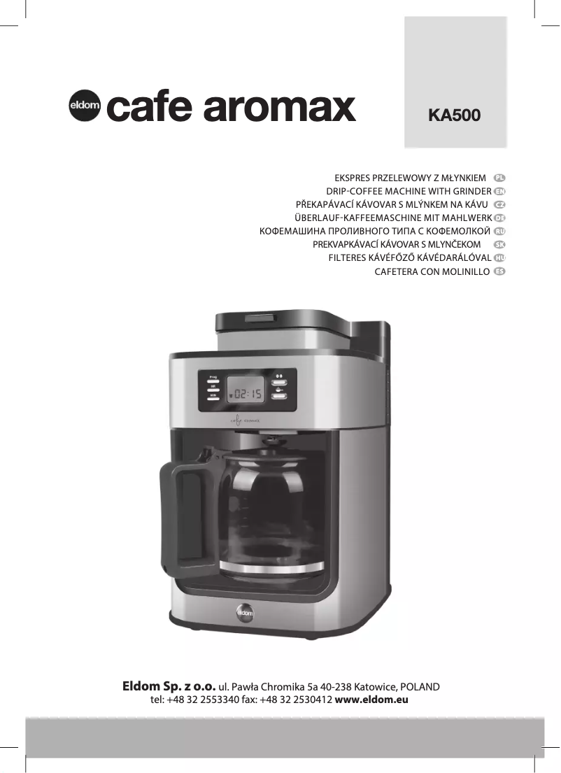 Page 1 de la notice Manuel utilisateur Eldom Cafe Aromax KA500