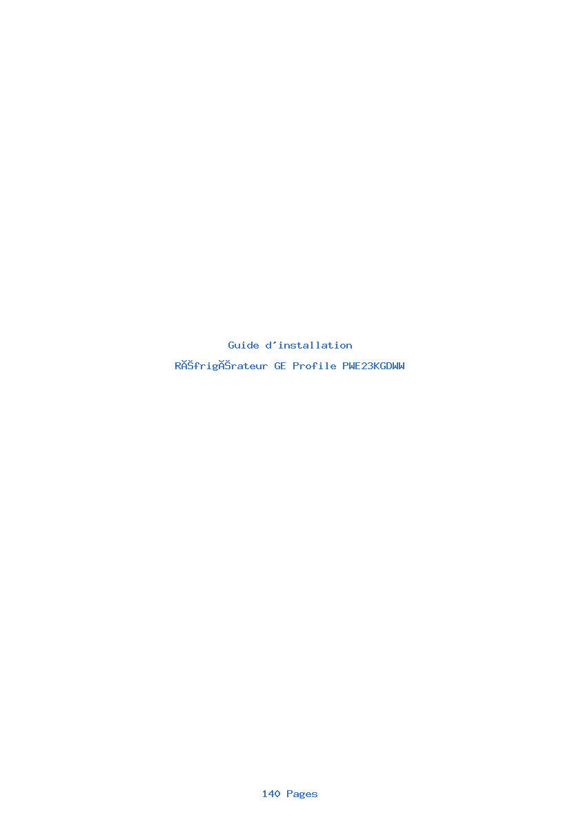 Page 1 de la notice Guide d'installation GE Profile PWE23KGDWW
