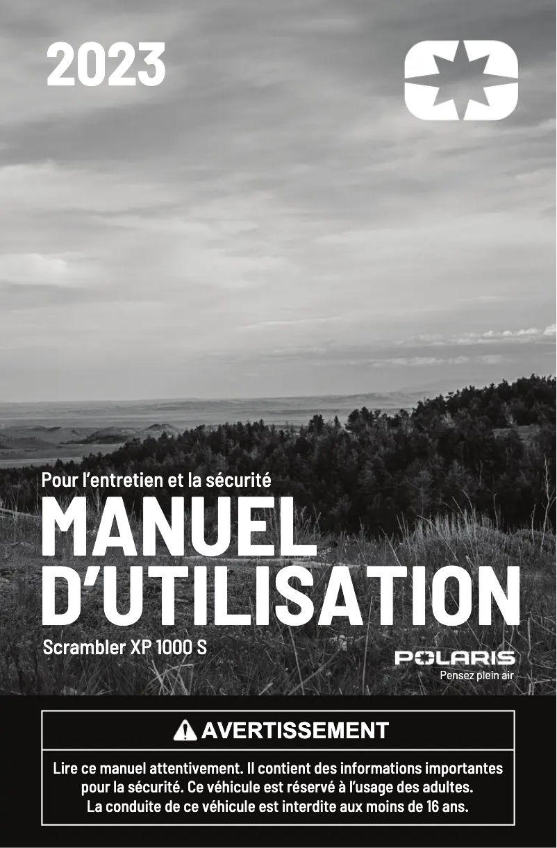 Page 1 de la notice Manuel utilisateur Polaris Scrambler XP 1000 S (2023)
