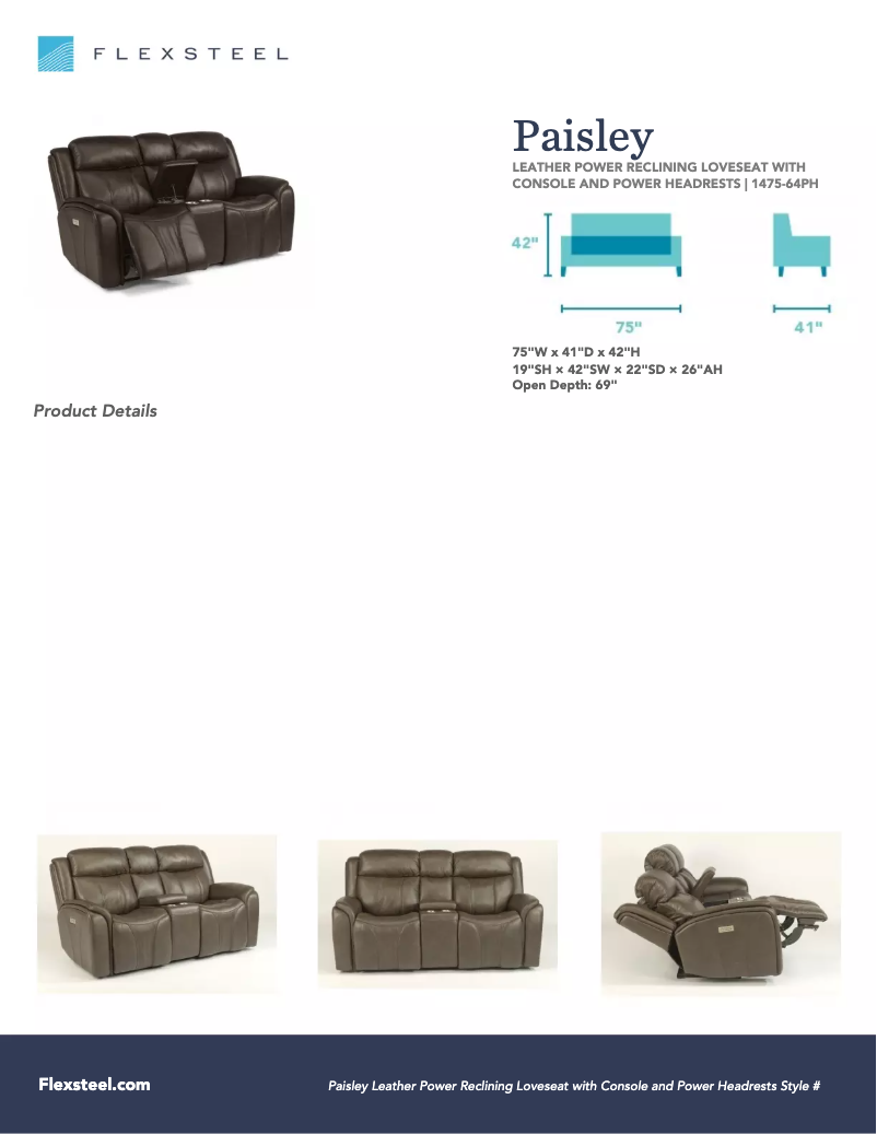 Page 1 de la notice Manuel utilisateur Flexsteel Paisley 1475-64PH