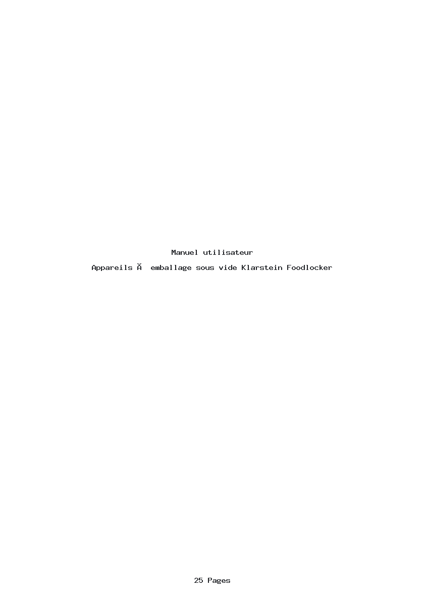 Page 1 de la notice Manuel utilisateur Klarstein Foodlocker