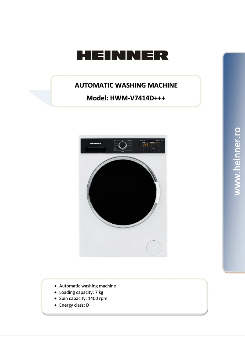 Page 1 de la notice Manuel utilisateur Heinner HWM-V7414D+++