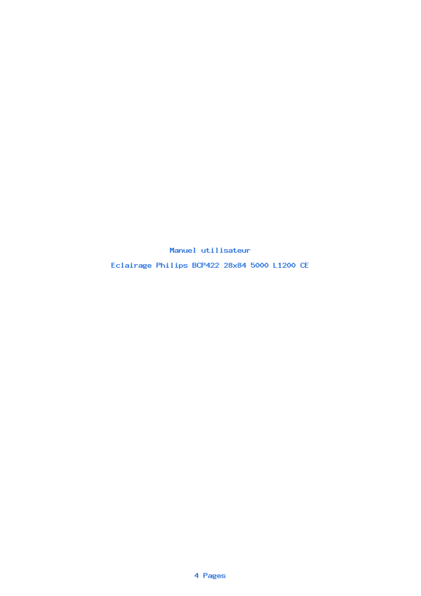 Page 1 de la notice Manuel utilisateur Philips BCP422 28x84 5000 L1200 CE
