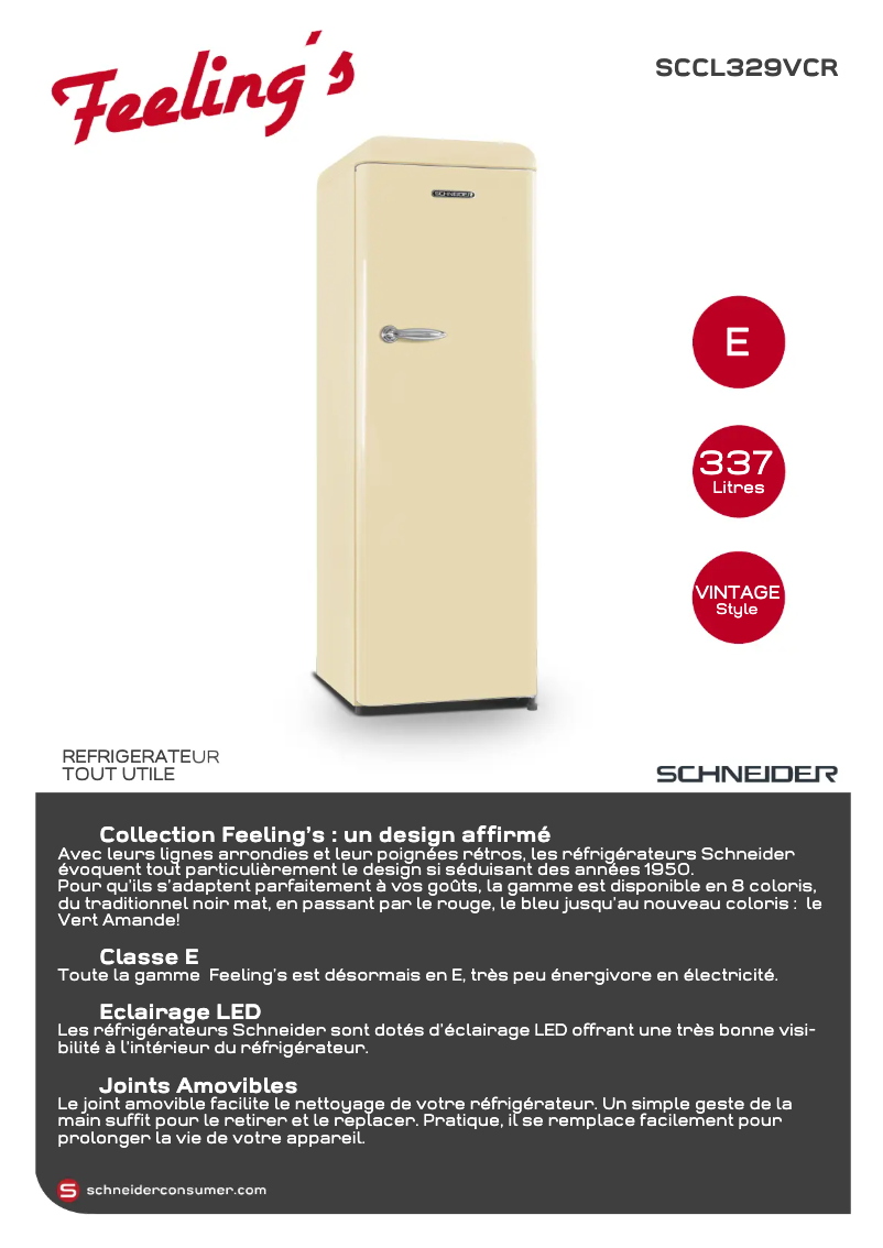 Página 1 del manual Ficha técnica Schneider SCCL329VCR