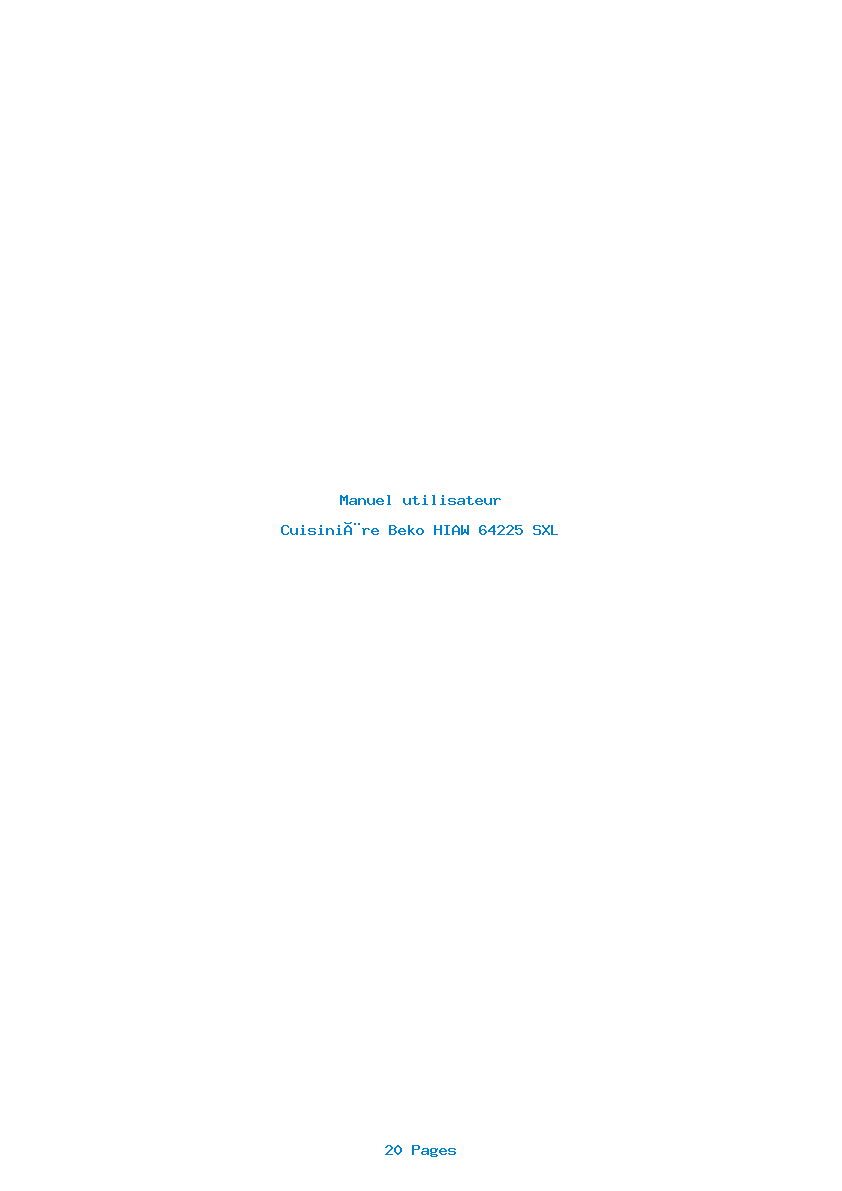 Page 1 de la notice Manuel utilisateur Beko HIAW 64225 SXL