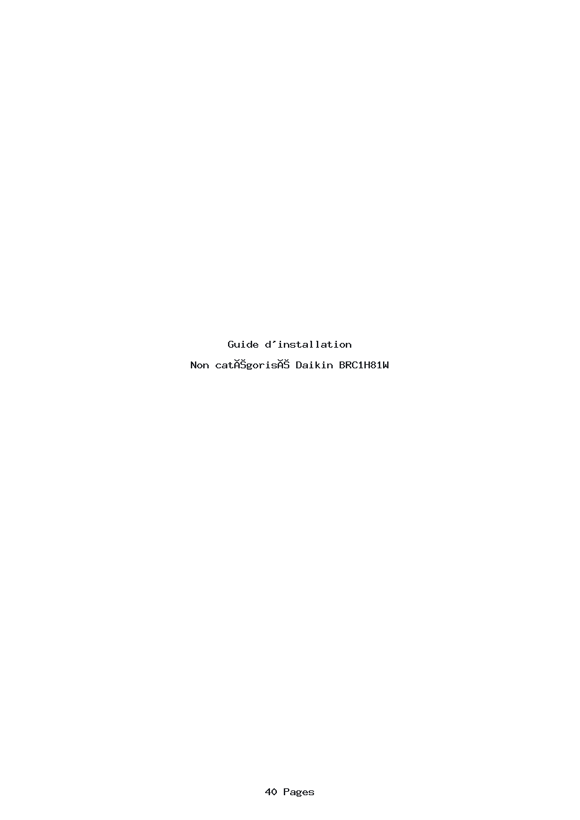 Page 1 de la notice Guide d'installation Daikin BRC1H81W