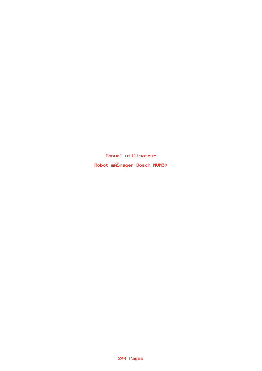 Page 1 de la notice Manuel utilisateur Bosch MUM50
