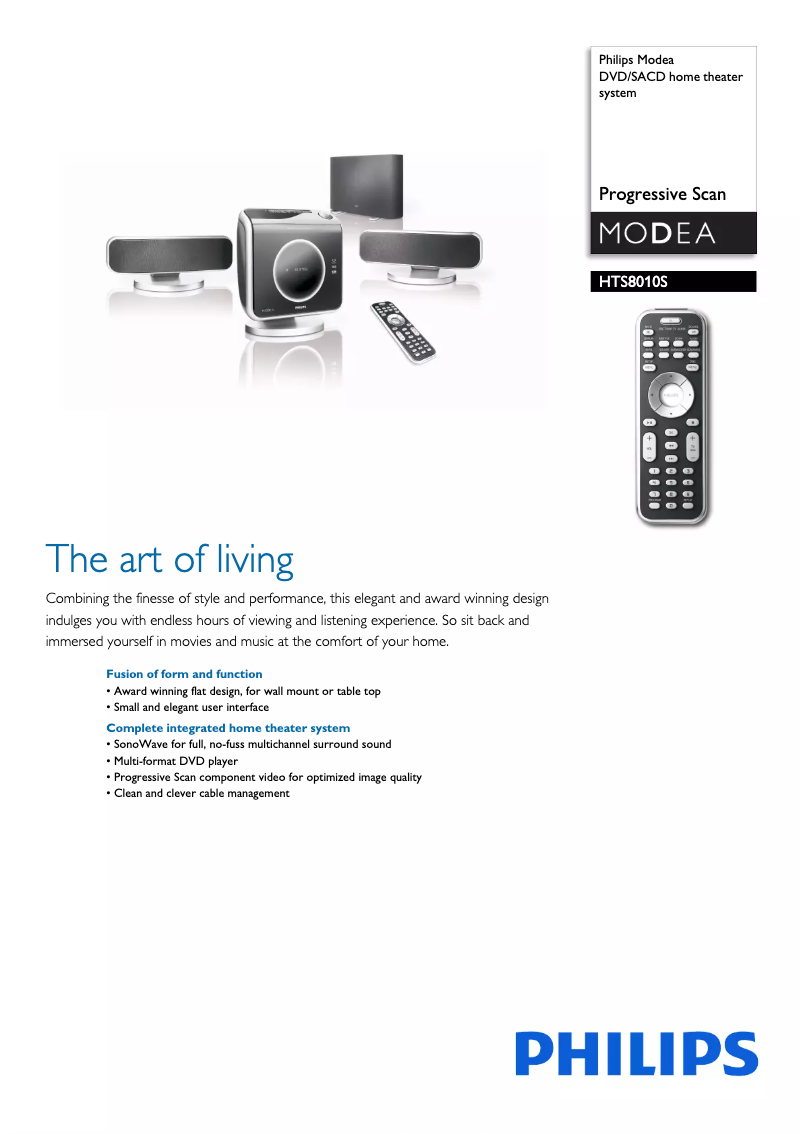 Page 1 de la notice Brochure Philips HTS8010S