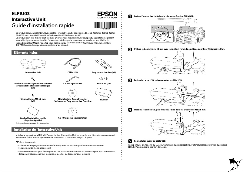 Página 1 del manual Guía de instalación Epson EB-430
