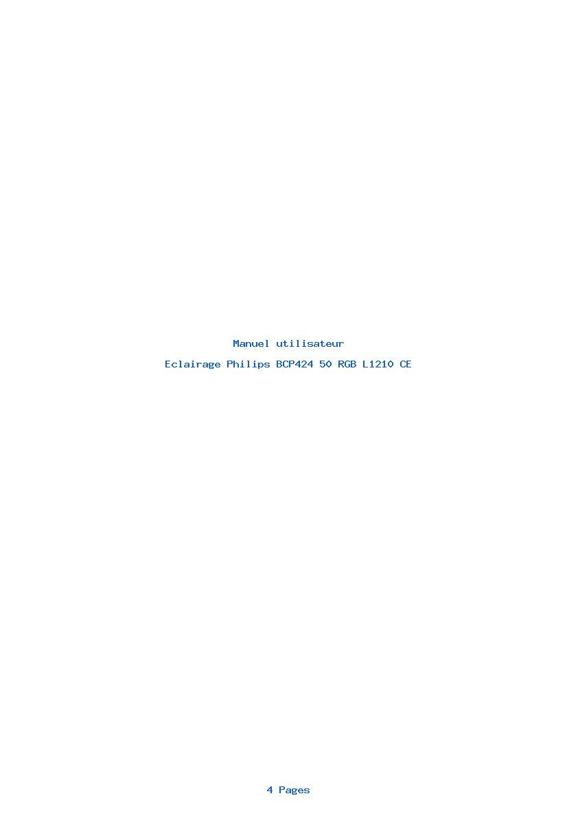 Page 1 de la notice Manuel utilisateur Philips BCP424 50 RGB L1210 CE
