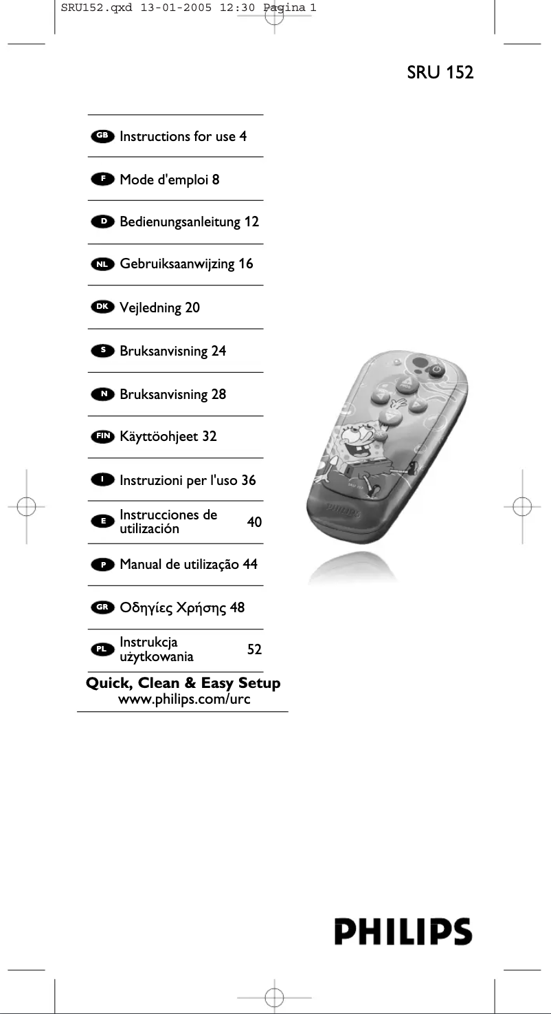 Página 1 del manual Manual de instrucciones Philips SRU152