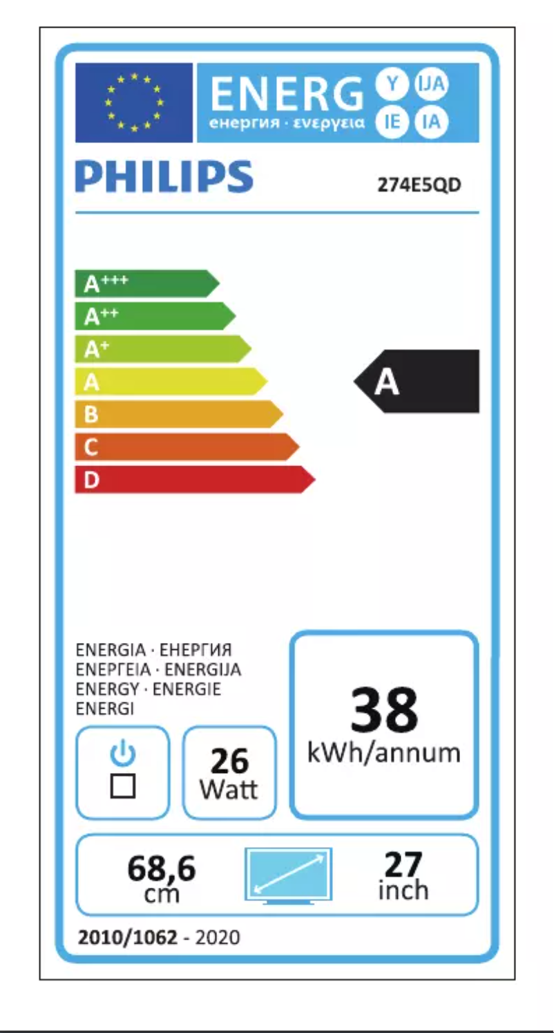Página 1 del manual Etiqueta energética Philips 274E5QDAB
