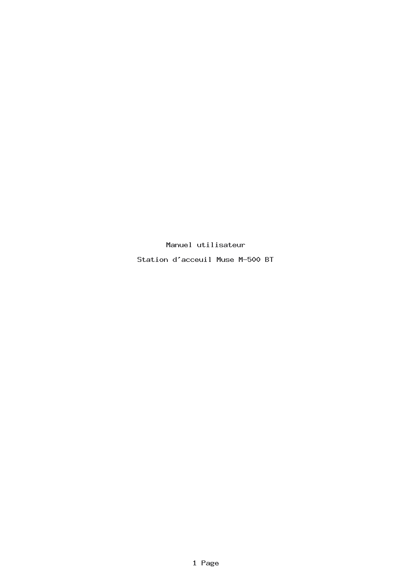 Page 1 de la notice Manuel utilisateur Muse M-500 BT