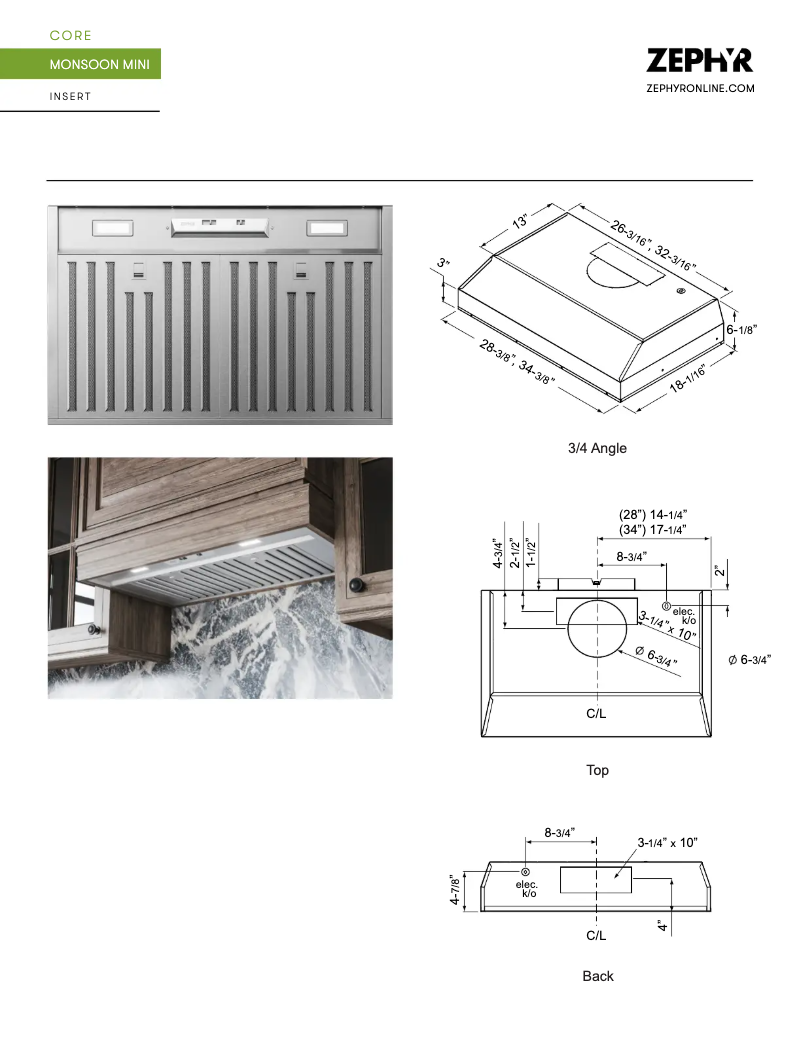 Página 1 del manual Ficha técnica Zephyr Monsoon Mini AK9134BS