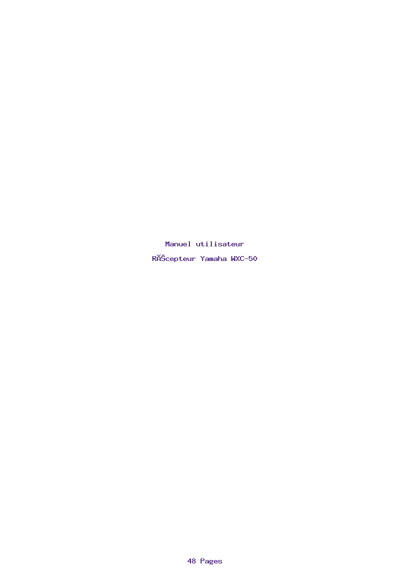 Page 1 de la notice Manuel utilisateur Yamaha WXC-50