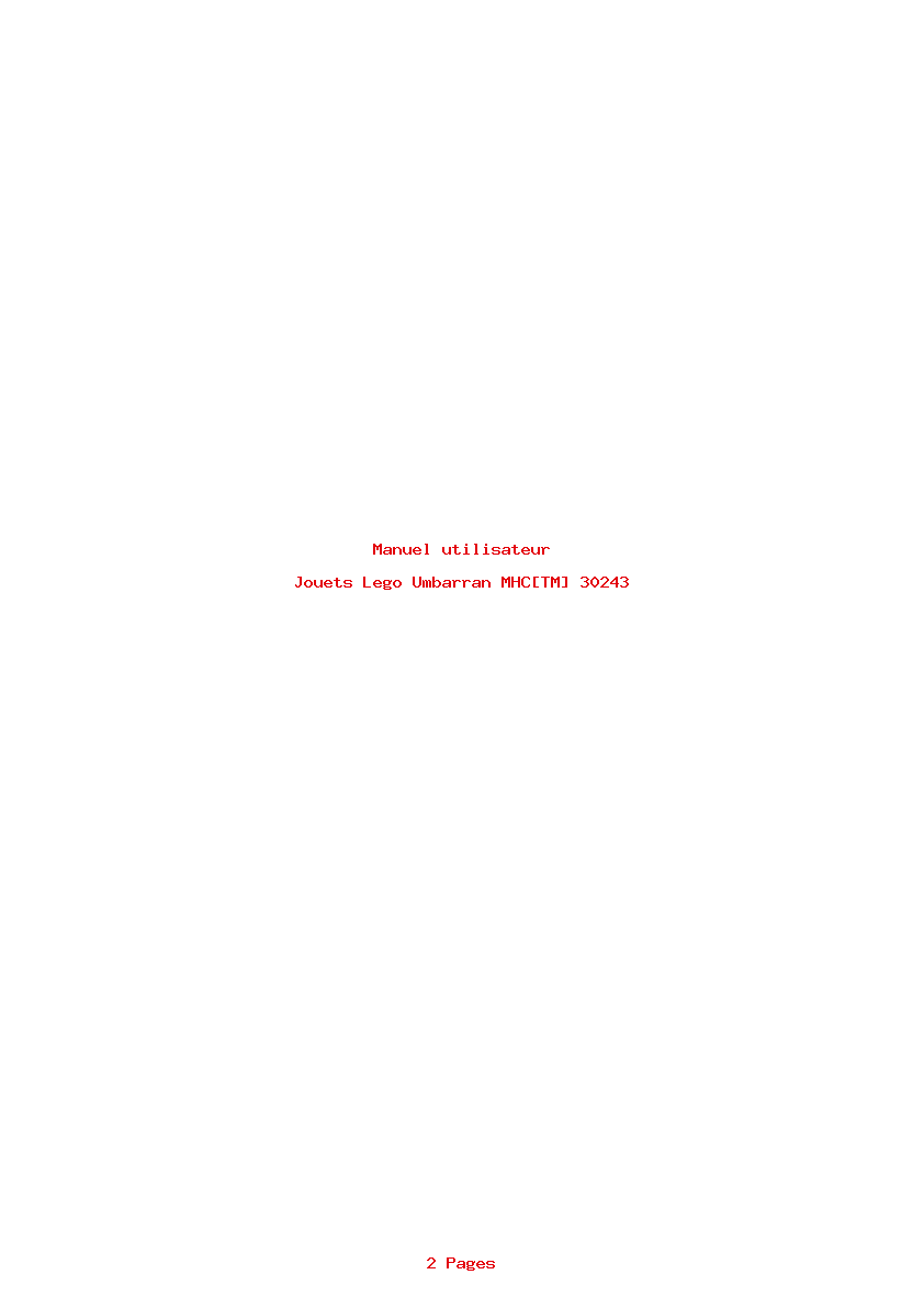 Page 1 de la notice Manuel utilisateur Lego Umbarran MHC[TM] 30243