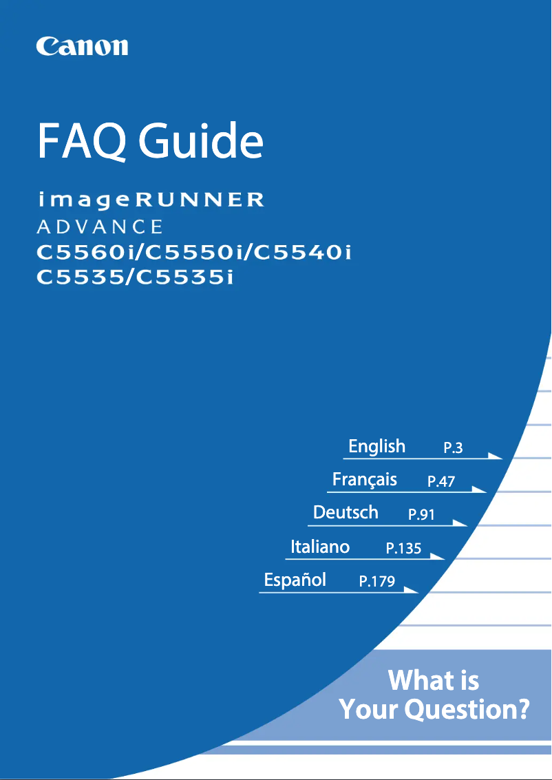 Page 1 de la notice FAQ Canon imageRUNNER ADVANCE C5560i ES+