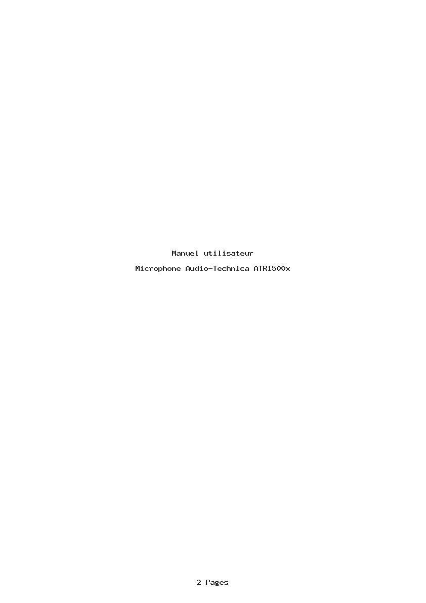 Page 1 de la notice Manuel utilisateur Audio-Technica ATR1500x