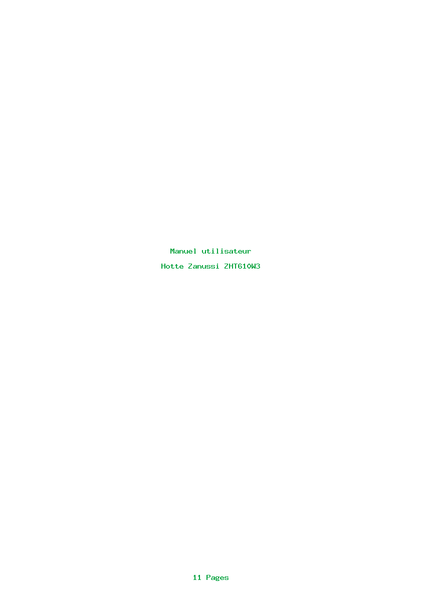 Image de la première page du manuel de l'appareil ZHT610W3