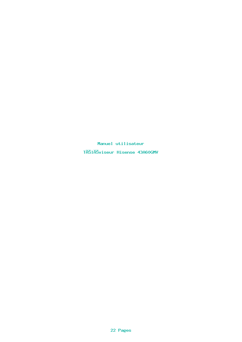Page 1 de la notice Manuel utilisateur Hisense 43A60GMV