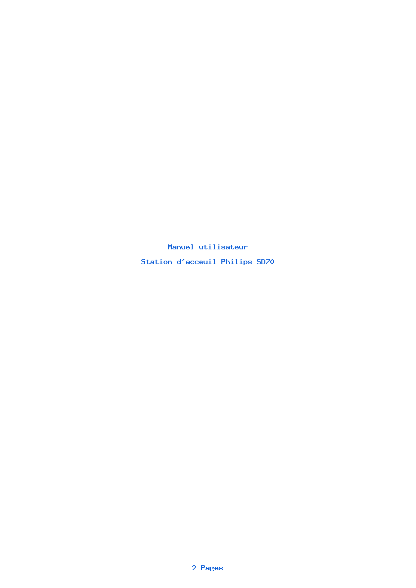 Page 1 de la notice Manuel utilisateur Philips SD70