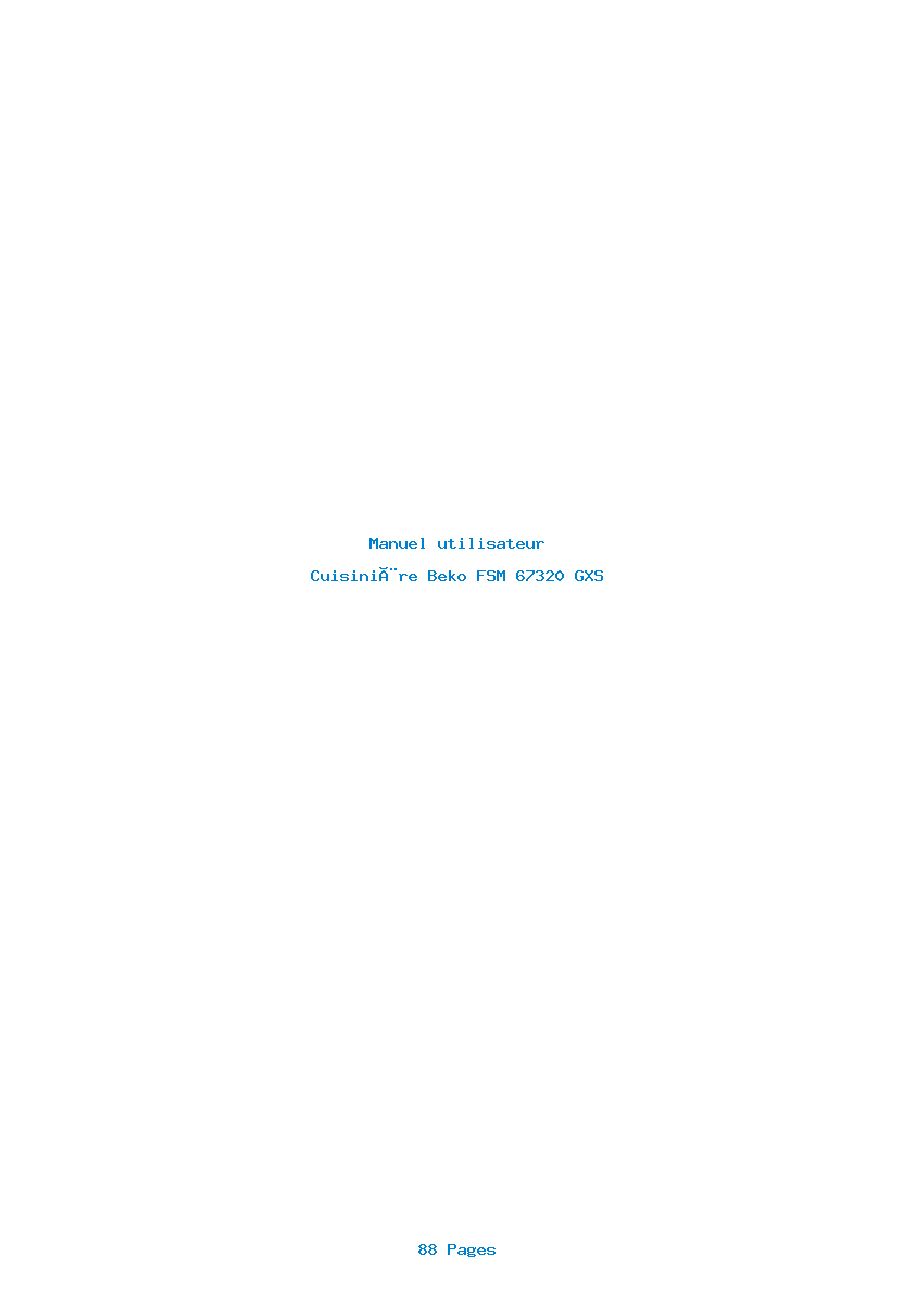 Page 1 de la notice Manuel utilisateur Beko FSM 67320 GXS