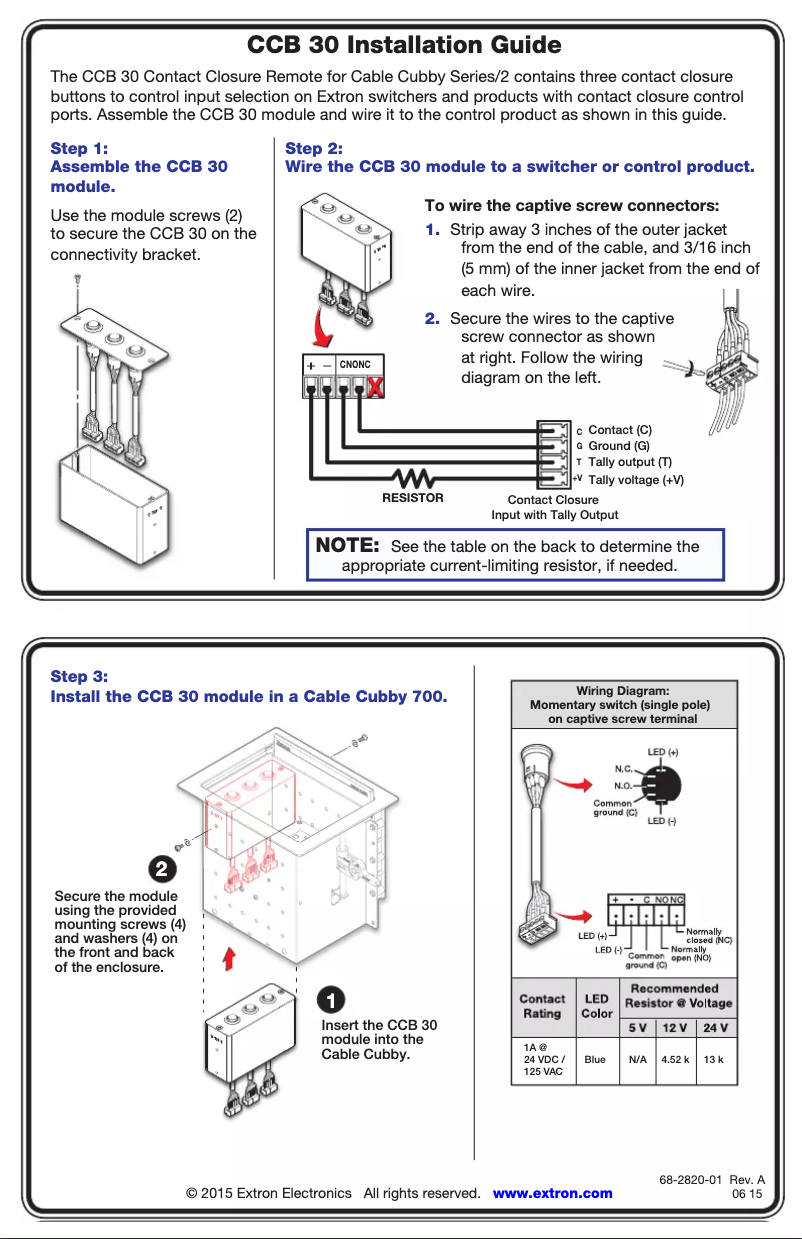 Page 1 de la notice Manuel utilisateur Extron CCB 30