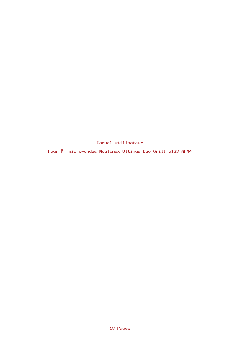 Page 1 de la notice Manuel utilisateur Moulinex Ultimys Duo Grill 5133 AFM4