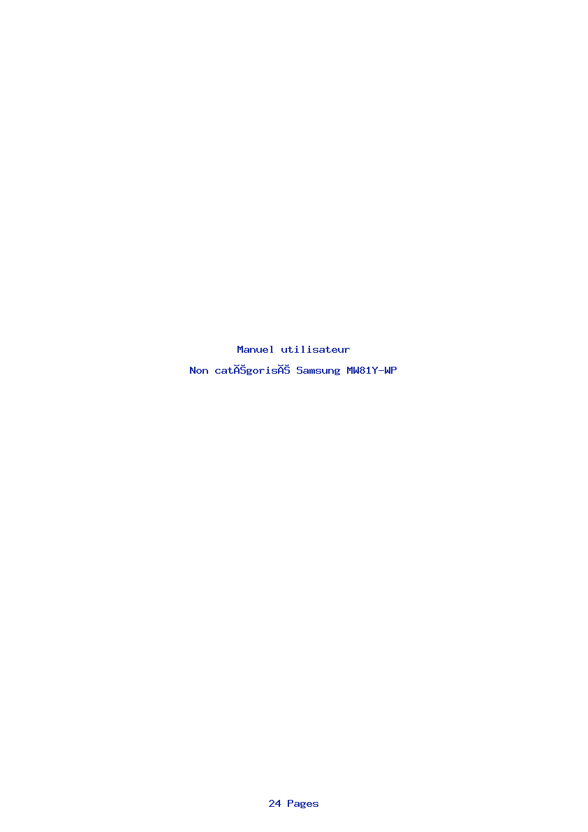 Page 1 de la notice Manuel utilisateur Samsung MW81Y-WP