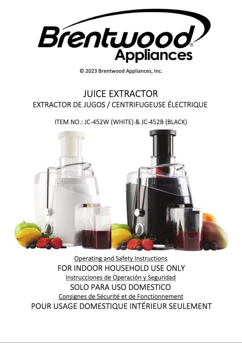 Page 1 de la notice Manuel utilisateur Brentwood JC-452W
