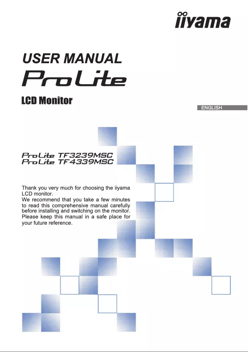 Page 1 de la notice Manuel utilisateur Iiyama ProLite TF3239MSC