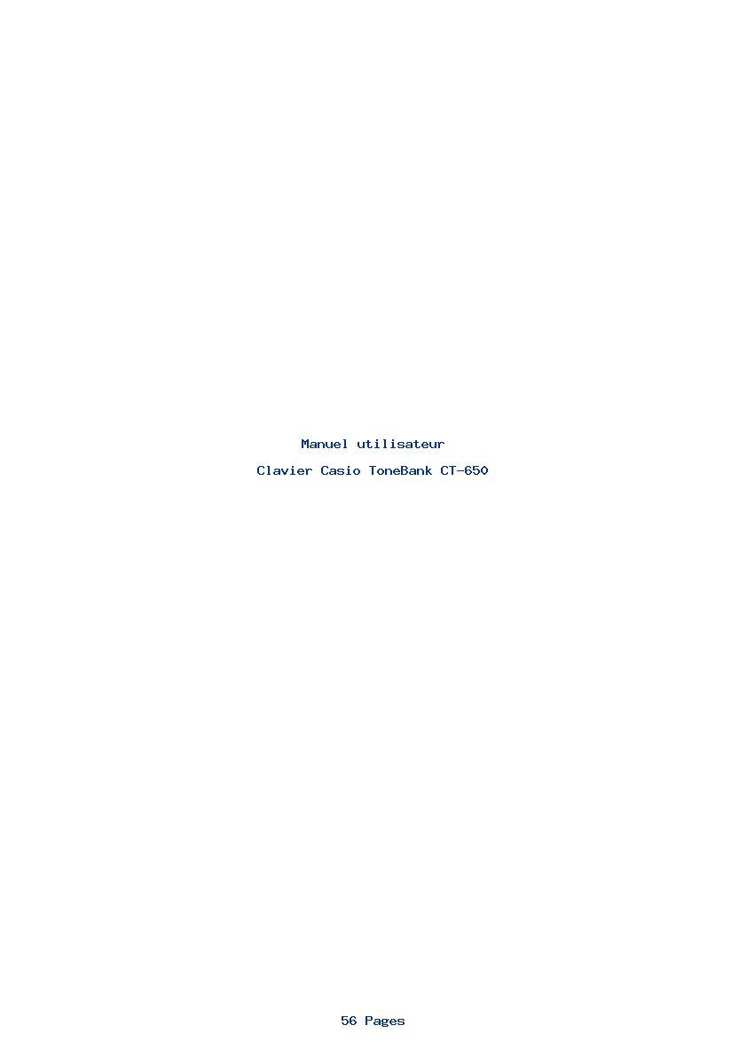 Page 1 de la notice Manuel utilisateur Casio ToneBank CT-650