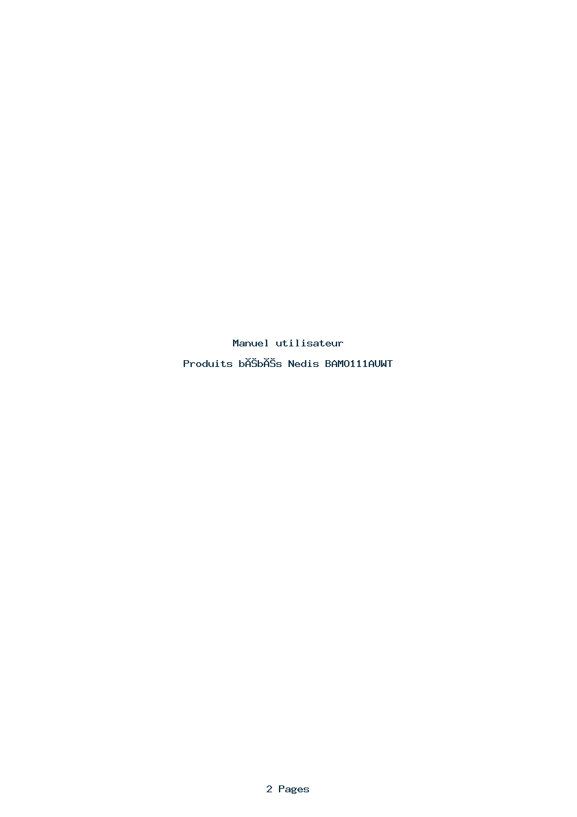 Page 1 de la notice Manuel utilisateur Nedis BAMO111AUWT
