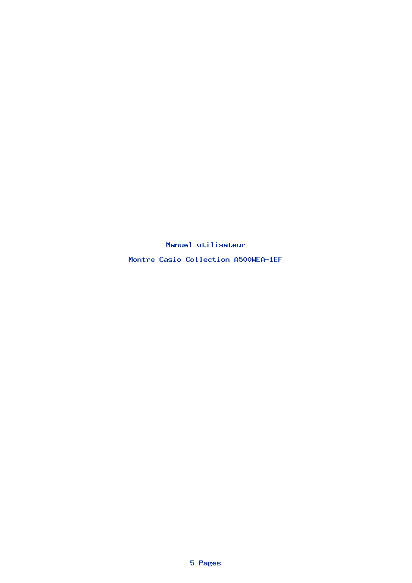 Page 1 de la notice Manuel utilisateur Casio Collection A500WEA-1EF