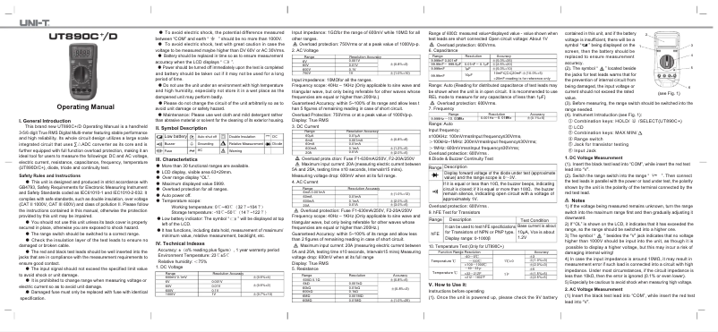 Page 1 of the manual User Manual Uni-T UT890D+