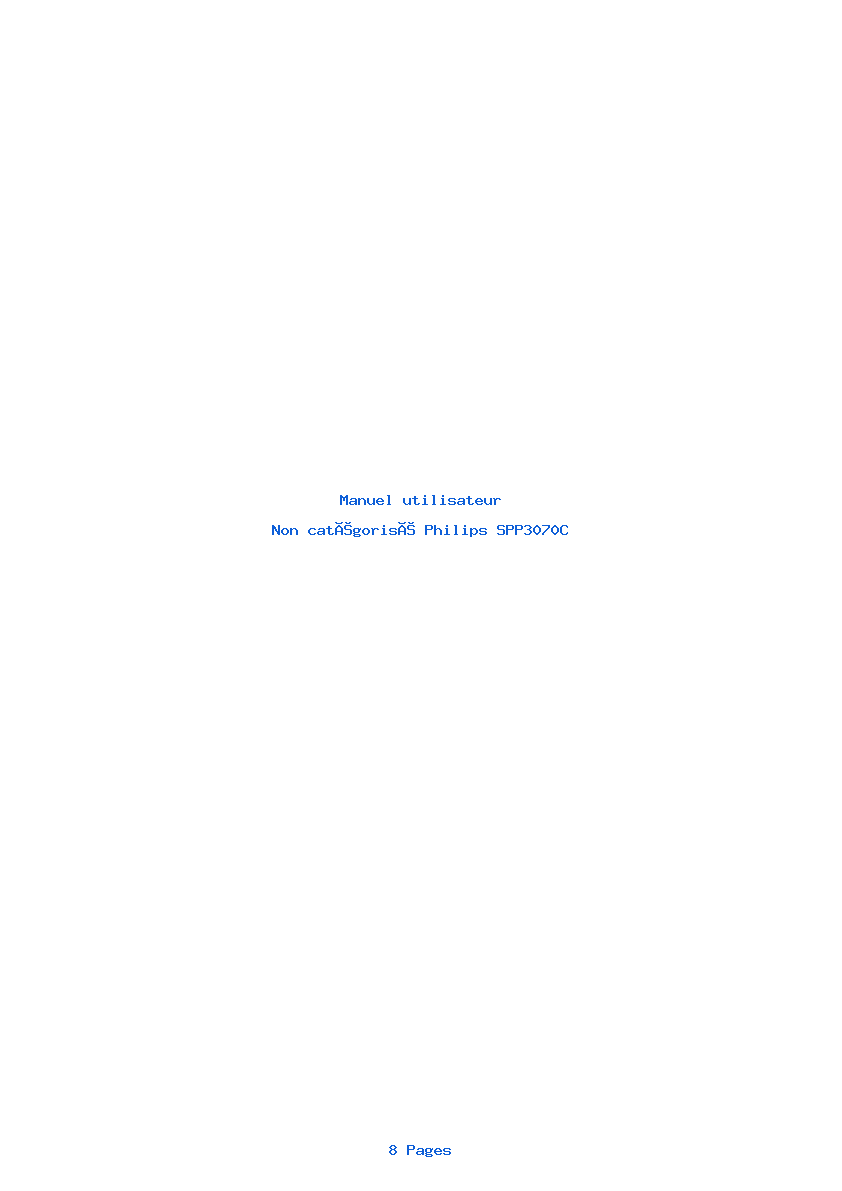 Page 1 de la notice Manuel utilisateur Philips SPP3070C