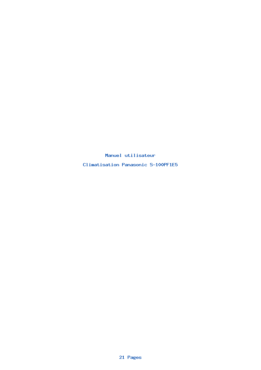 Page 1 de la notice Manuel utilisateur Panasonic S-100PF1E5