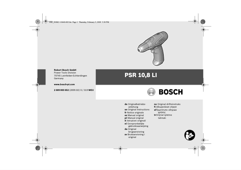 Página 1 del manual Manual de usuario Bosch PSR 10.8 LI