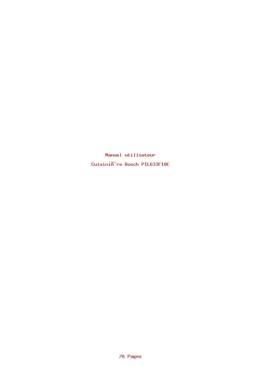 Page 1 de la notice Manuel utilisateur Bosch PIL633F18E