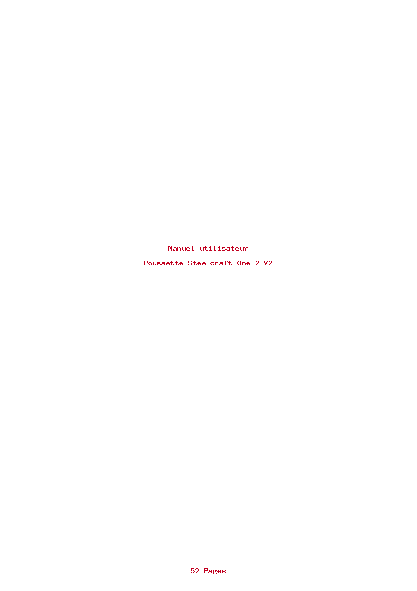 Page 1 de la notice Manuel utilisateur Steelcraft One 2 V2