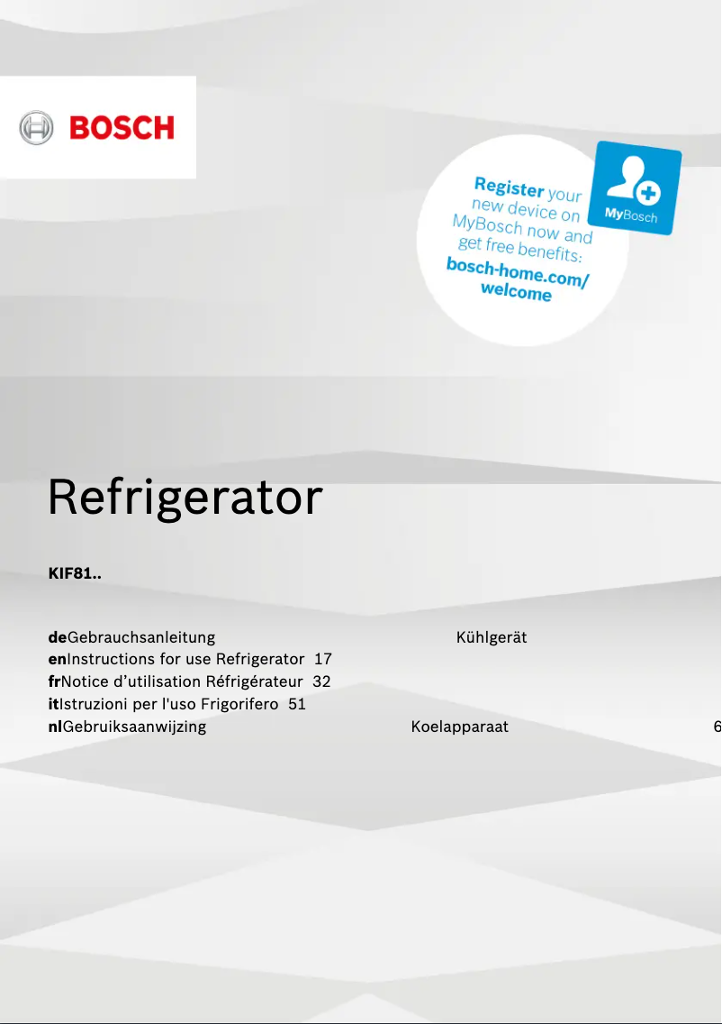 Page 1 de la notice Manuel utilisateur Bosch Serie 8 KIF81SD40
